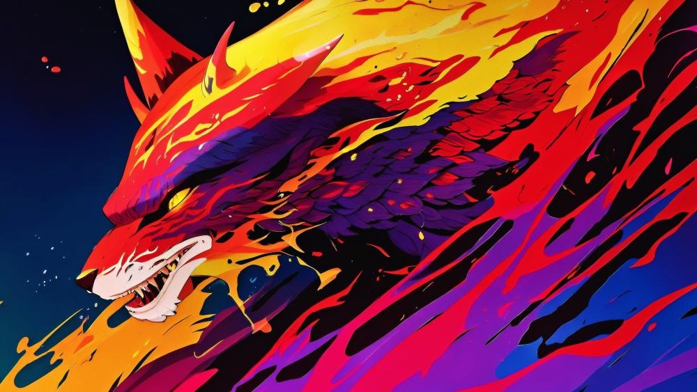 Vibrant Fox Flame Abstract wallpaper