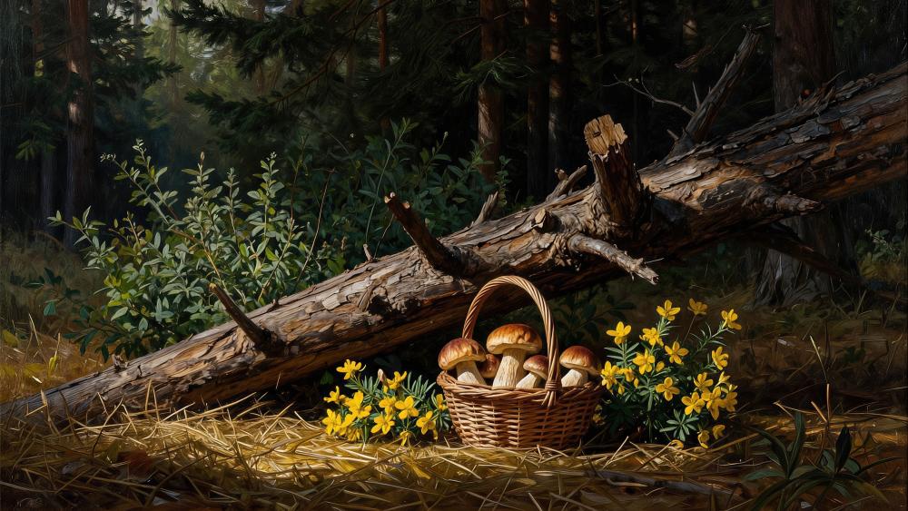Forest Harvest Basket wallpaper