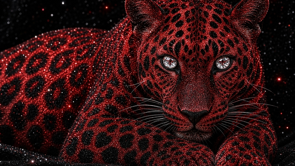 Crimson Leopard Dreamscape wallpaper