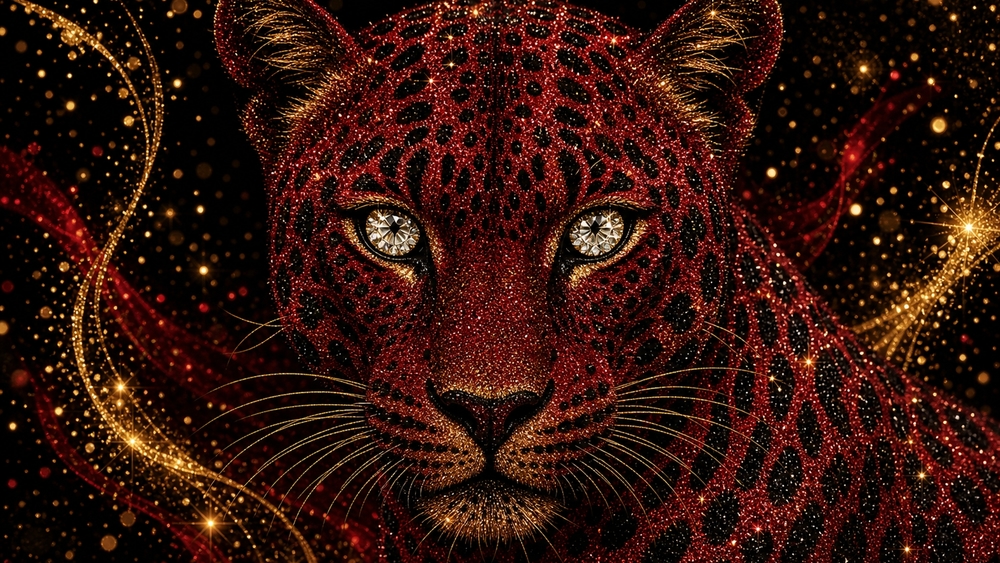 Celestial Ember Leopard wallpaper