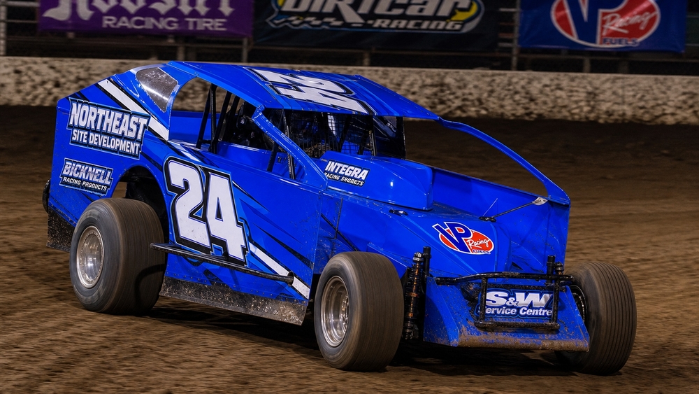 Blue Dirt Track Racer in Full Speed wallpaper