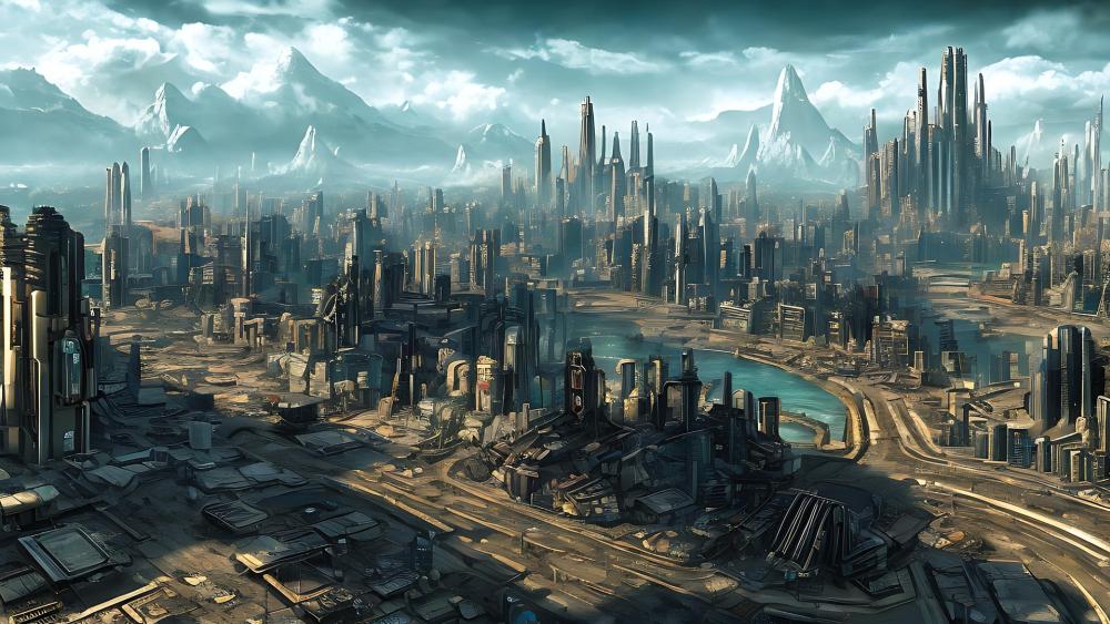 Futuristic Utopian Skyline wallpaper