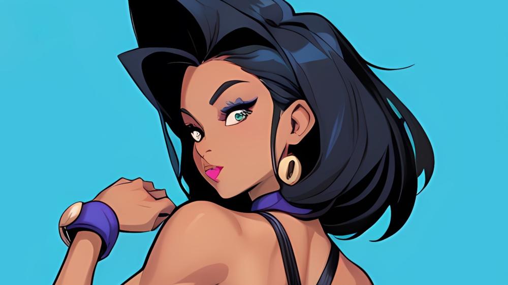 Stylish Anime Girl with Bold Midnight Hair wallpaper