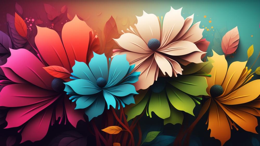 Vibrant Abstract Floral Burst wallpaper
