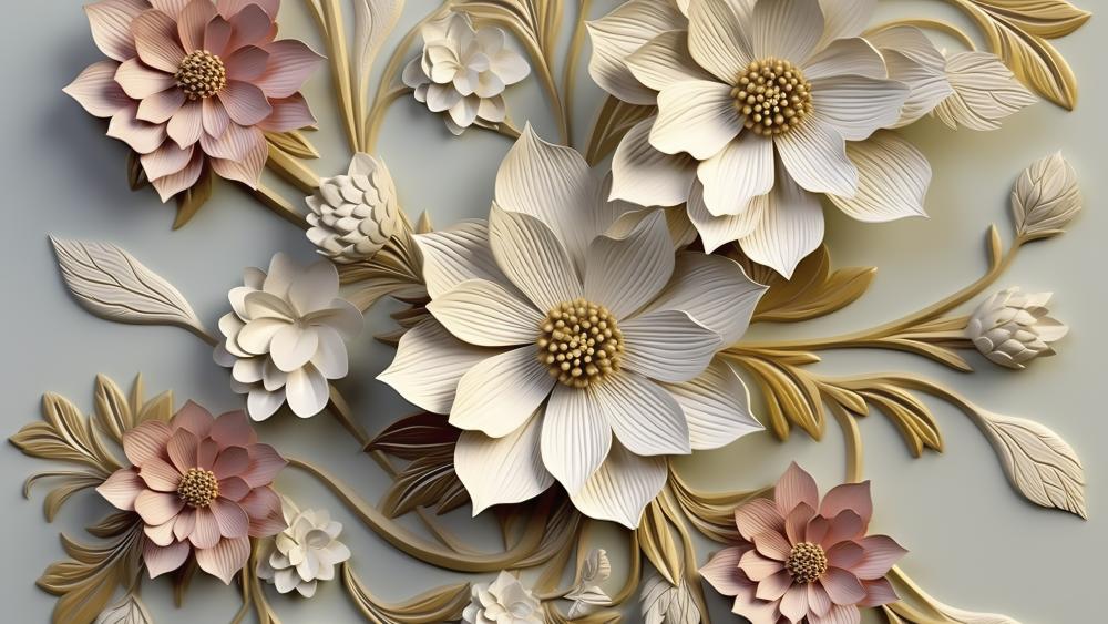 Elegant Pastel Floral Relief wallpaper