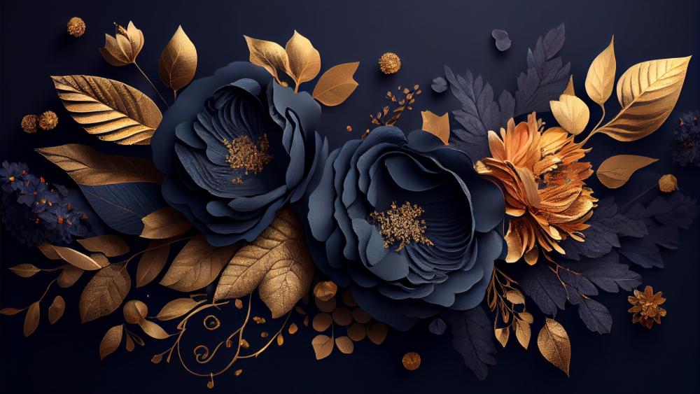 Golden Midnight Bloom wallpaper