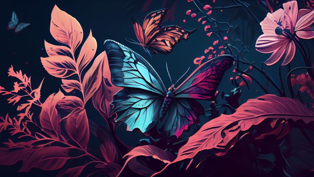 Enchanted Butterfly Garden Glow wallpaper