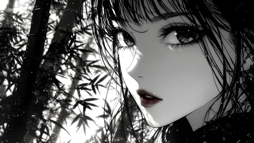 Monochrome Bamboo Whisper wallpaper