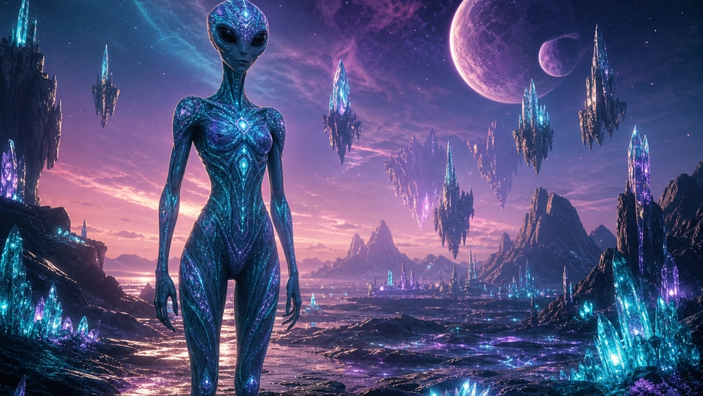 Celestial Alien Realm Wanderer wallpaper