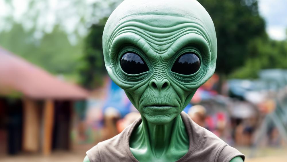 Mysterious Green Alien Portrait wallpaper
