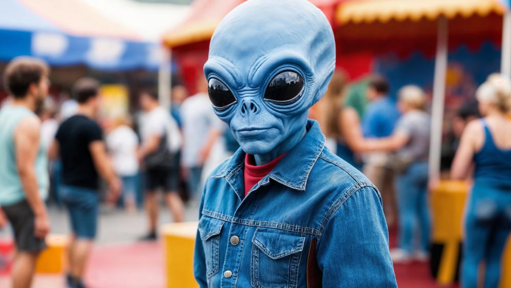 Blue Alien at the Fair wallpaper
