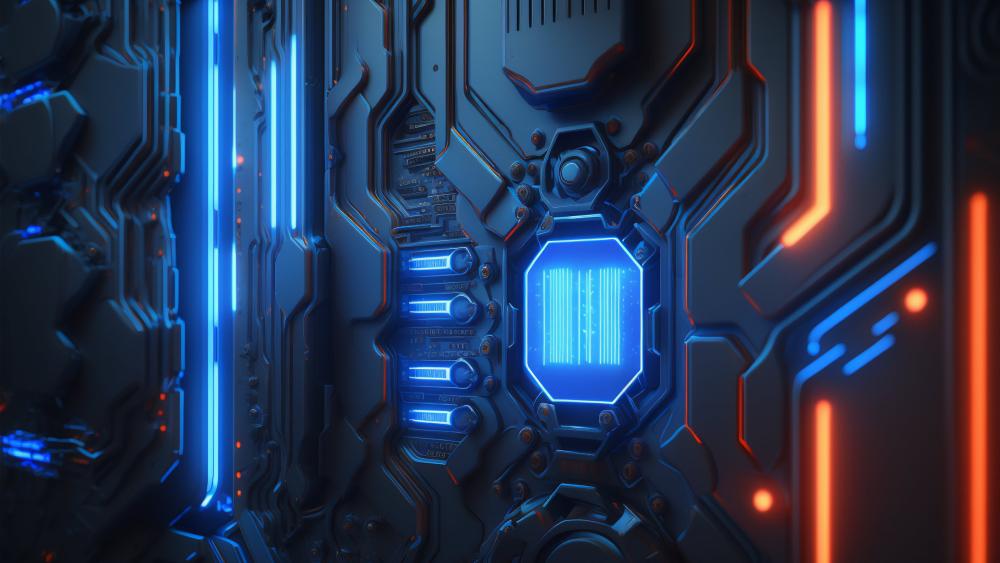 Neon Circuit Future Panel wallpaper