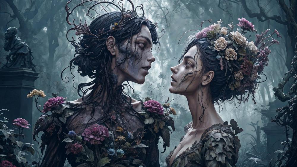 Gothic Bloom in the Mist wallpaper
