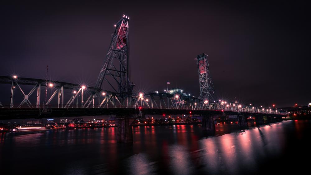 Hawthorne Bridge Night Glow wallpaper