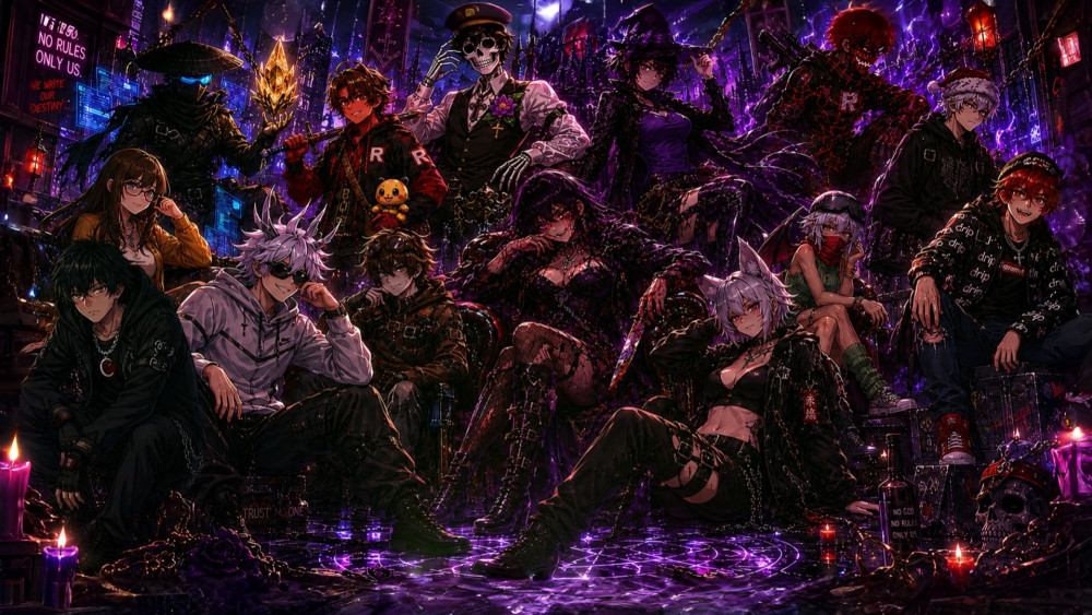 Gothic Neon Anime Syndicate wallpaper