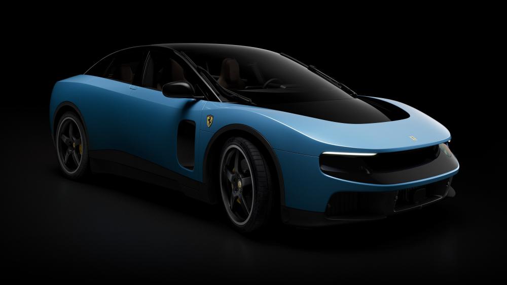 Futuristic Ferrari Luce in Midnight Blue wallpaper