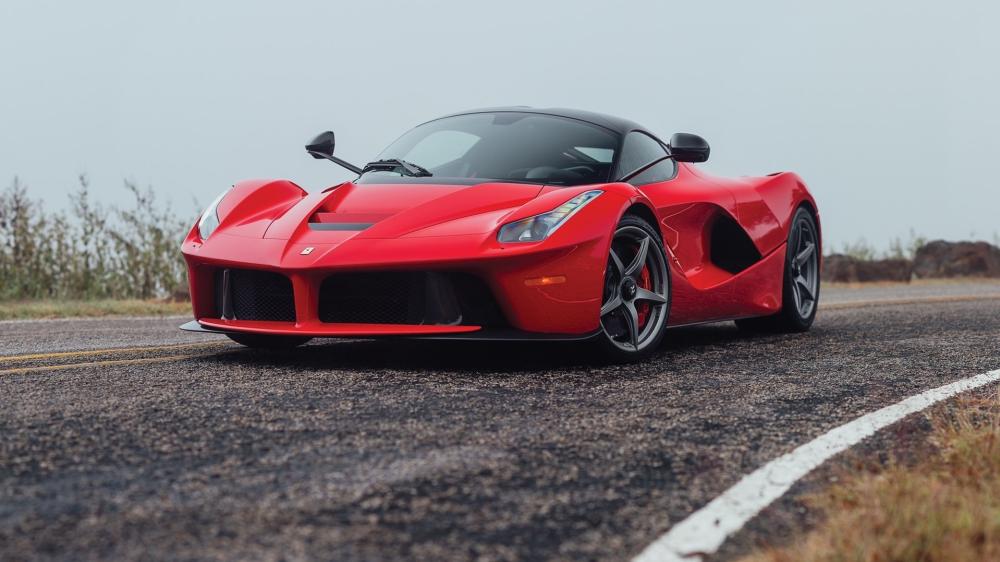 LaFerrari Red Power on Open Road wallpaper