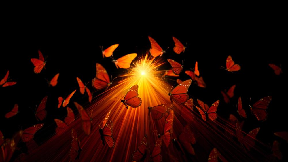 Radiant Butterfly Swarm wallpaper