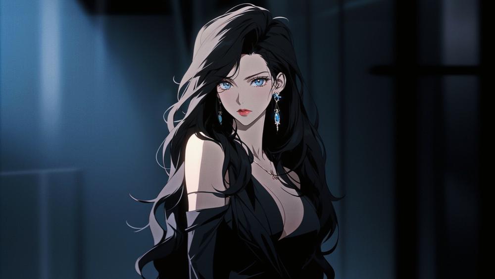 Midnight Elegance Anime Portrait wallpaper