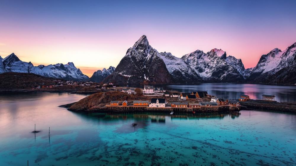 Hamnøy Twilight Over Lofoten Peaks wallpaper