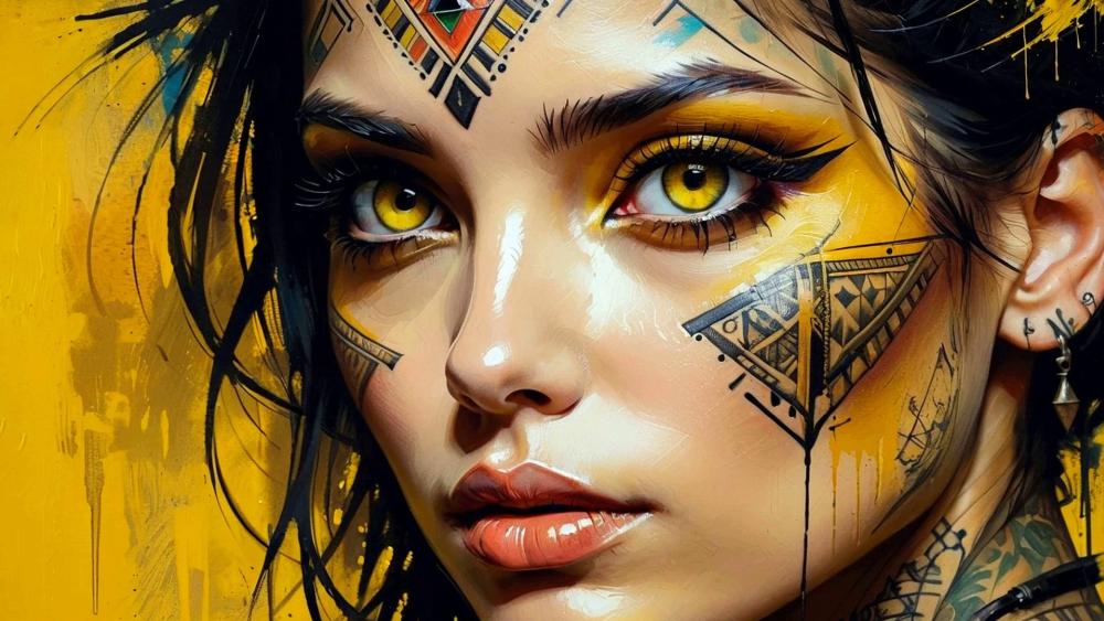 Gilded Tattooed Fantasy Muse wallpaper