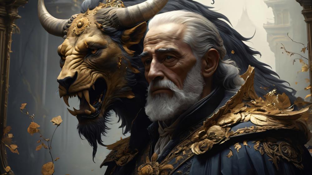 Ancient Sorcerer and Beast Guardian wallpaper