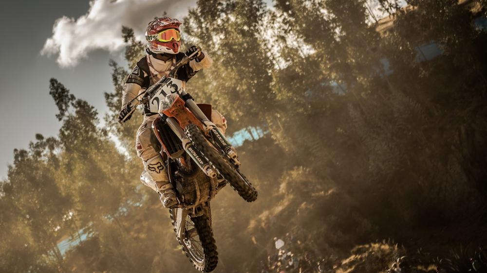 Airborne Dirt Bike Thrill wallpaper