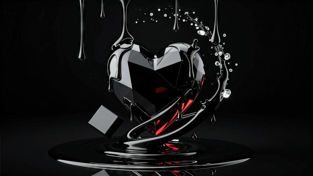 Midnight Crystal Heart Romance wallpaper
