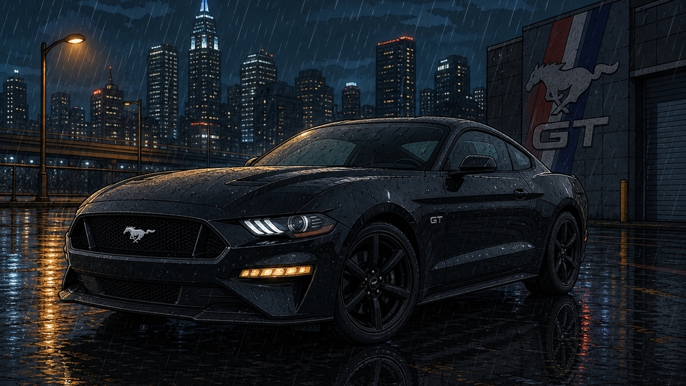 Rainy Night Mustang GT wallpaper