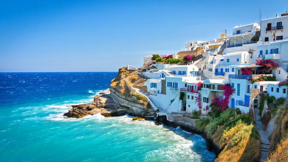 Cliffside Greek Seaside Escape wallpaper