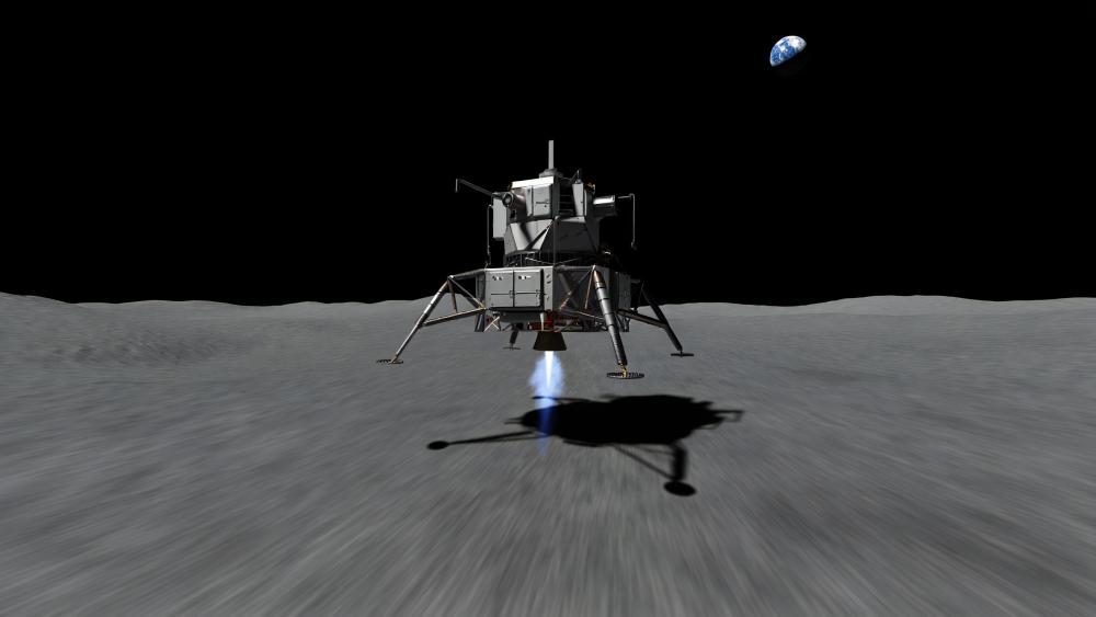 Lunar Lander Over the Silent Moon wallpaper