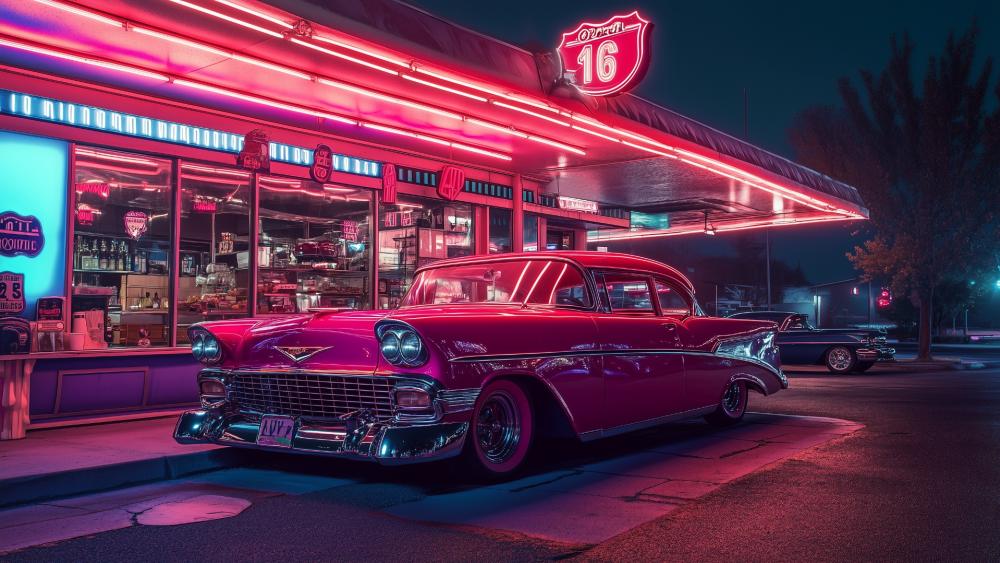 Neon Chrome Cruiser wallpaper