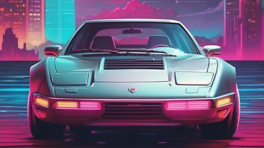 Neon Retro Sports Car wallpaper