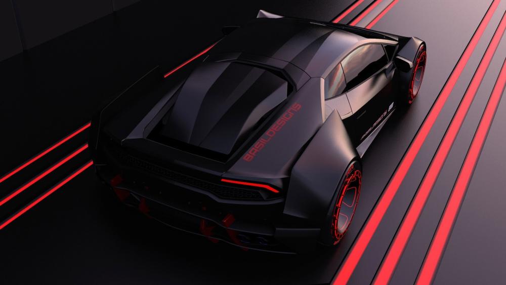 Futuristic Lamborghini Concept in Neon Red wallpaper