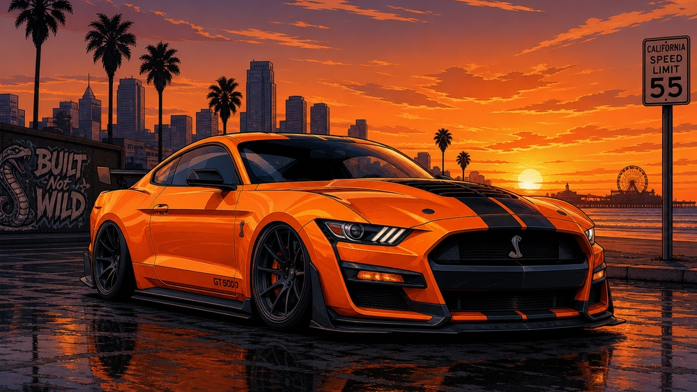 Sunset Muscle Car Glow wallpaper