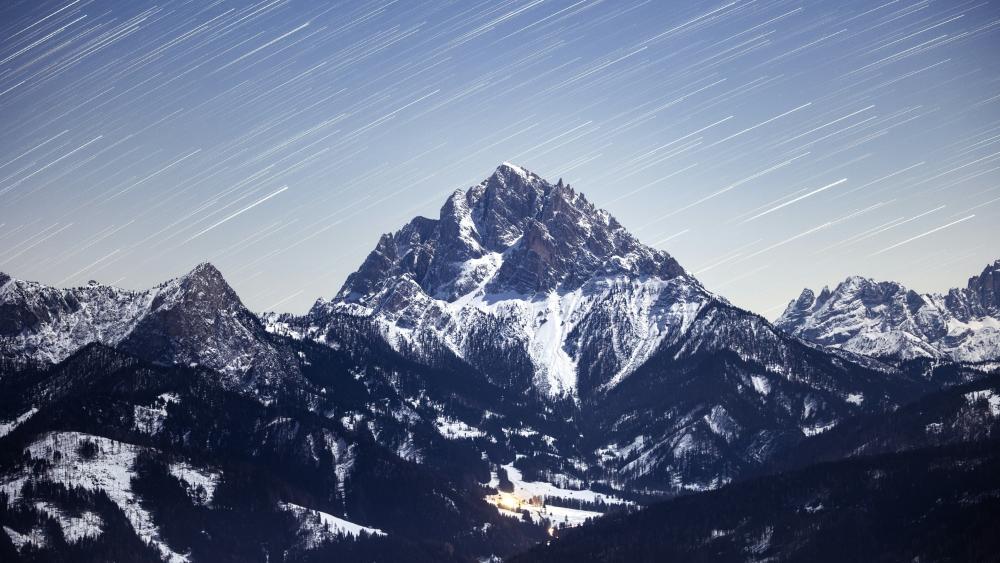 Majestic Star Trails Over Monte Serla Mountain wallpaper