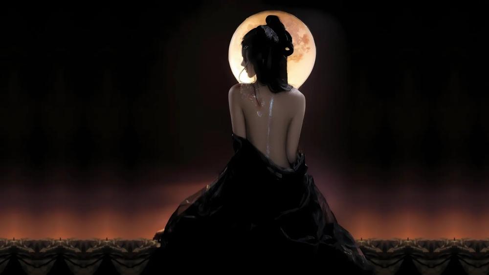 Moonlit Dark Goddess wallpaper