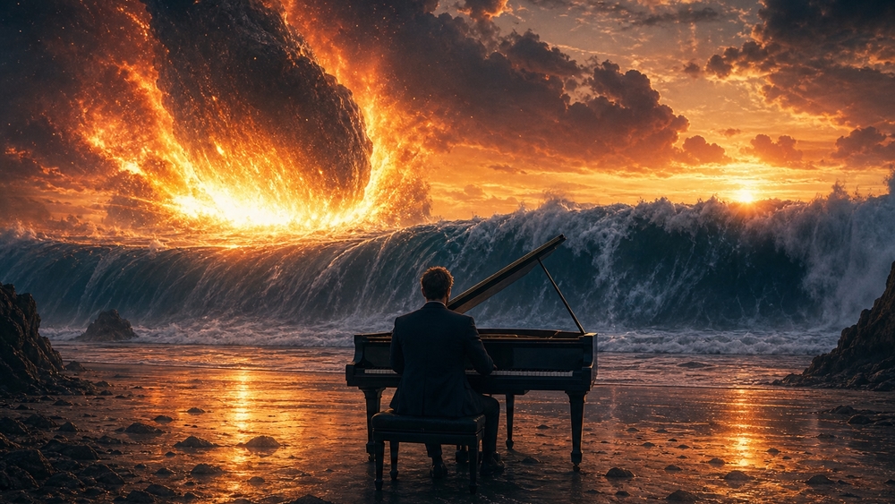 Storm Symphony at Sunset wallpaper