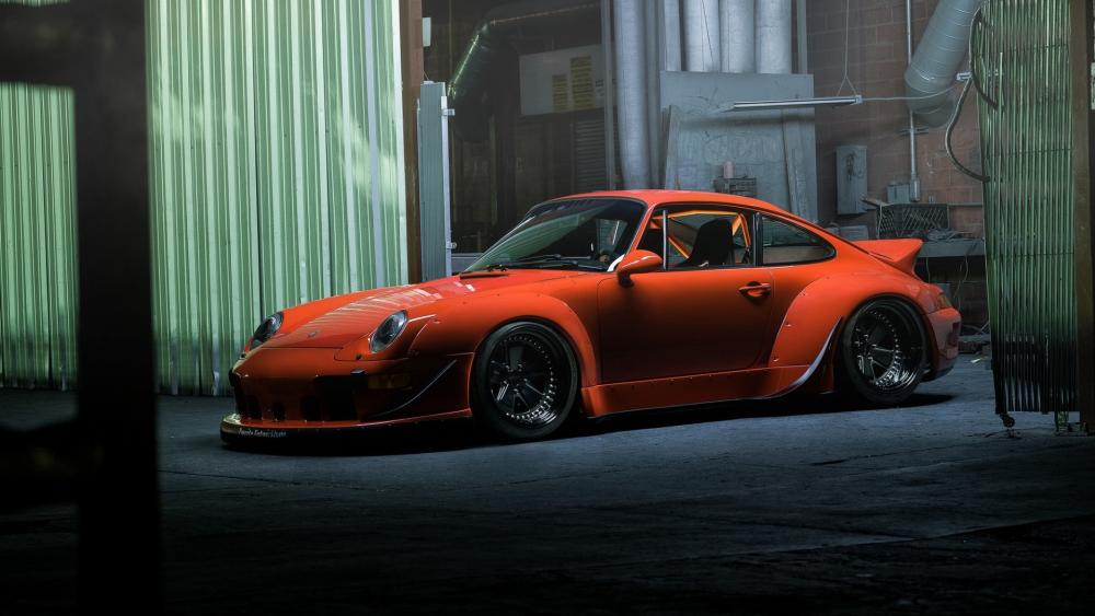 Orange Porsche Underground Showpiece wallpaper