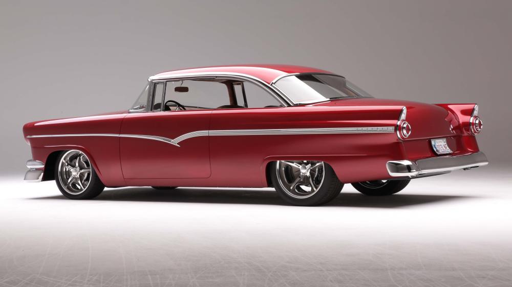 Classic Red Ford Victoria Hot Rod wallpaper