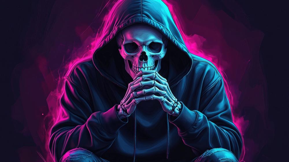 Neon Skull Hooded Wraith wallpaper