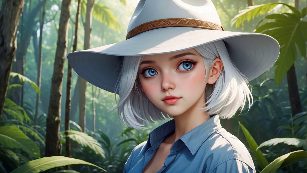 Jungle Explorer in White Hat wallpaper