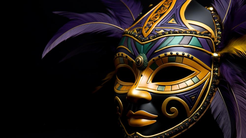 Midnight Masque of Golden Feathers wallpaper