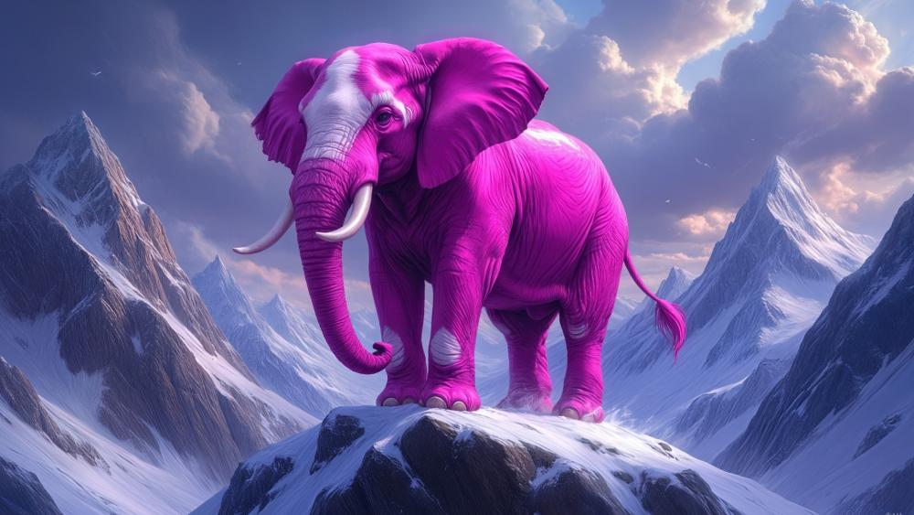 Pink Elephant Mountain Surprise wallpaper