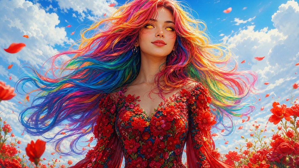 Rainbow Bloom Fantasy Spirit wallpaper