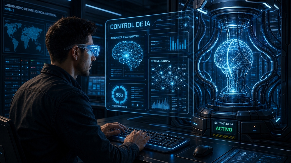 Futuristic AI Control Lab Wallpaper wallpaper