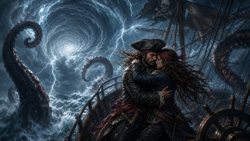 Kraken Embrace in the Storm wallpaper
