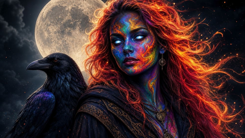 Moonlit Raven Sorceress wallpaper