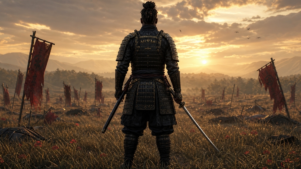 Samurai at Dawn on the Forgotten Battlefield wallpaper