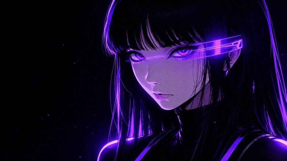 Neon Cyberpunk Anime Girl wallpaper
